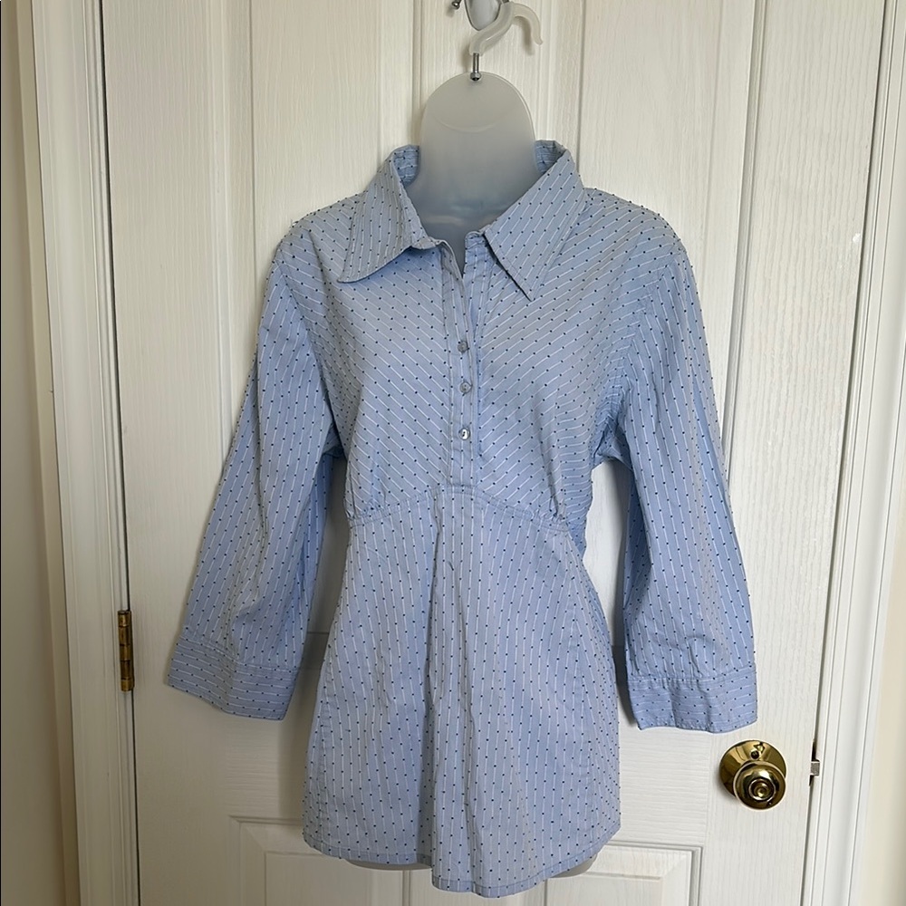 Light Blue Maternity Button-Up Blouse